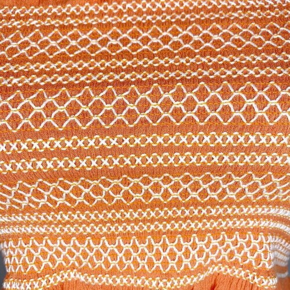 Sadie and Sage Smocked Crop Top Size Small Spaghetti Straps Orange - Picture 3 of 4